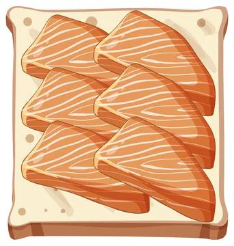Salmon Sashimi on Slice of White Bread Illustration Stock Illustration