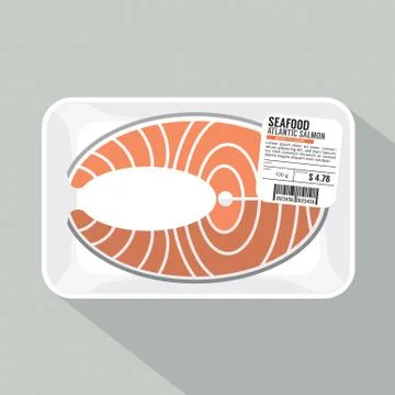 Salmon Sliced Pack Vector Illustration Stock Illustration