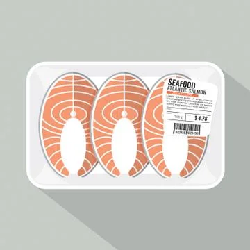Salmon Sliced Pack Vector Illustration Stock Illustration