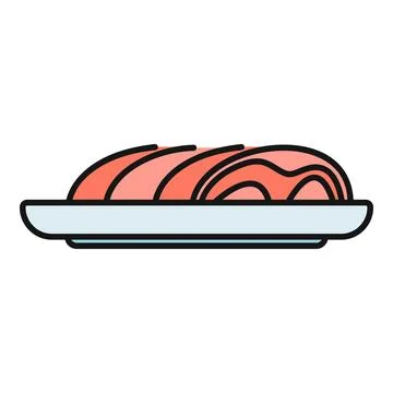 Salmon slices on plate vector icon design Stock Illustration