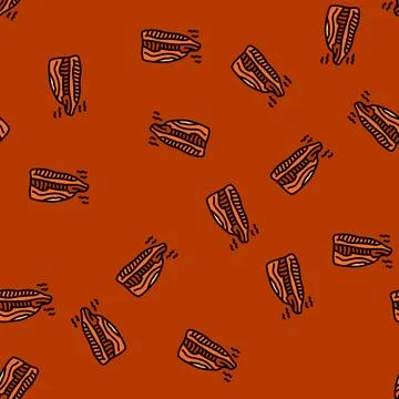 Salmon smoked vector seamless pattern Stock Illustration