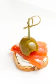 Salmon snack on white background Foto stock