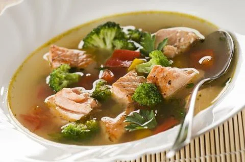 Salmon soup Stock Photos