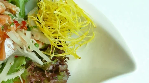Salmon spicy salad Video stock 78621520