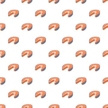 Salmon steak cartoon seamless pattern repeating food background イラスト素材