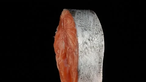 Salmon steak close-up on a dark background. Stock Footage 140797508