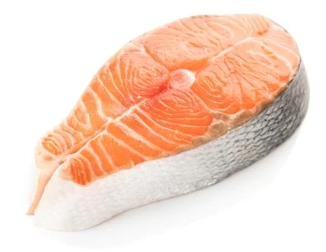 Salmon steak close-up Stock Photos