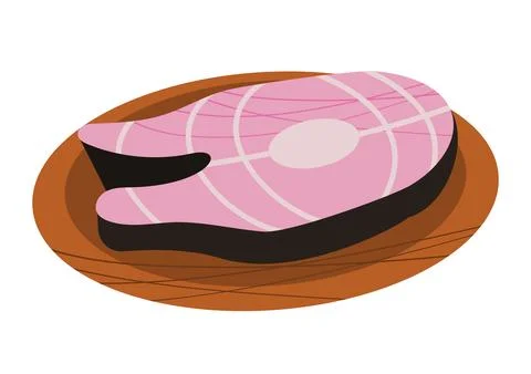 Salmon steak in dish Stock Illustration