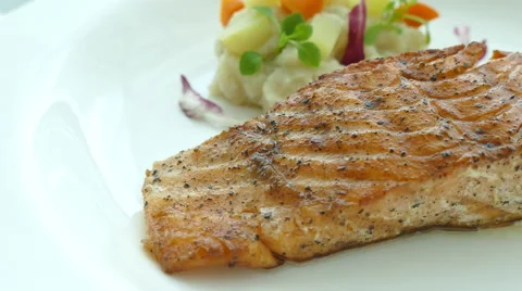 Salmon steak Stock Footage 67689824