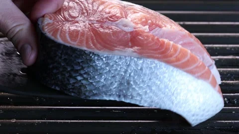 Salmon steak on the grill. Stock Footage 212307638
