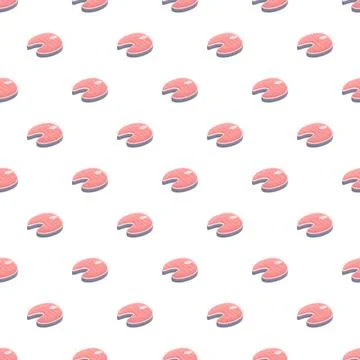 Salmon steak pattern repeating food background illustration Stock Illustration