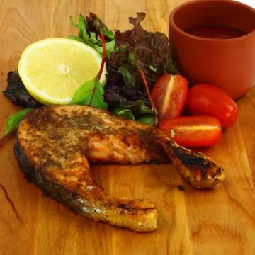 Salmon steak Stock Photos