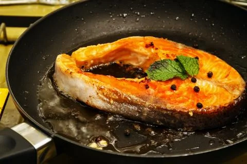 Salmon steak Stock Photos