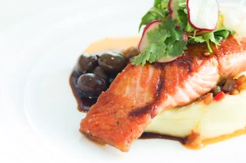 Salmon steak Stock Photos