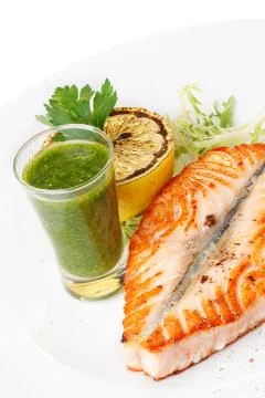 Salmon steak Stock Photos