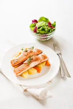Salmon steak Stock Photos