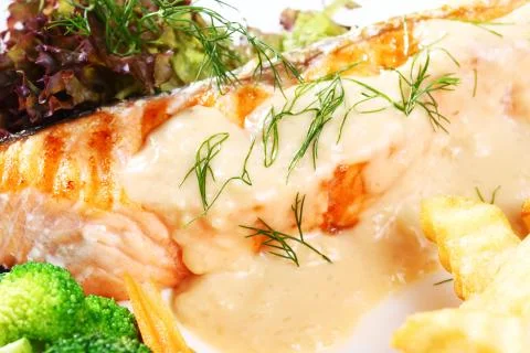 Salmon steak Stock Photos