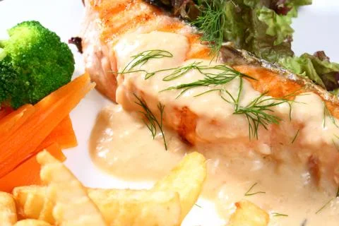 Salmon steak Stock Photos