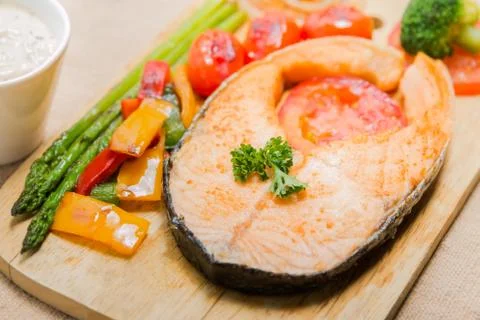 Salmon steak Stock Photos