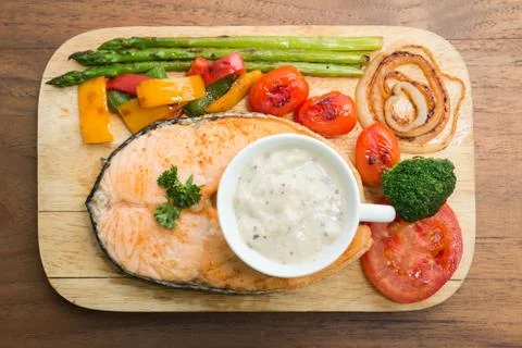 Salmon steak Stock Photos
