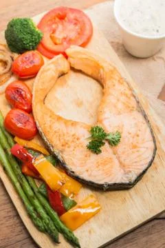 Salmon steak Stock Photos