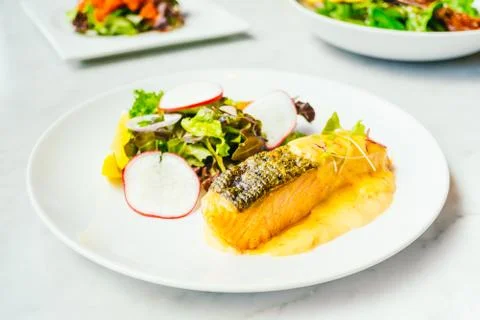Salmon steak Stock Photos