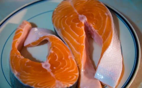 Salmon steak Stock Photos