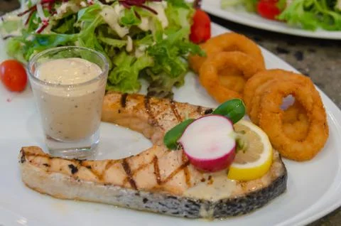 Salmon steak Stock Photos