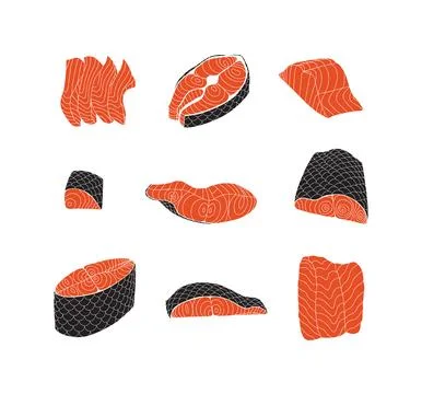 Salmon steak red fish Stock Illustration