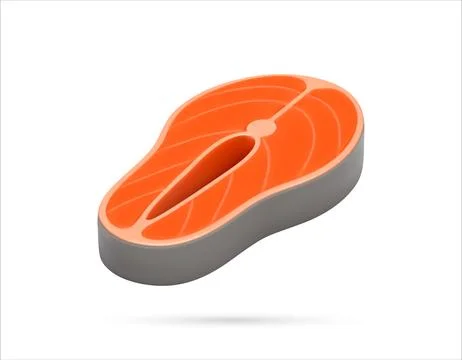 Salmon steak slice 3D icon Stock Illustration
