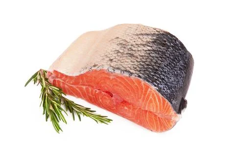 Salmon steak on white Stock Photos