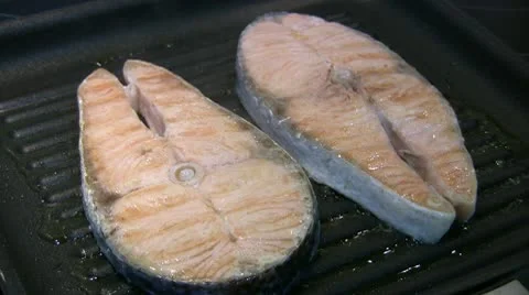 Salmon steaks Stock Footage 10748683