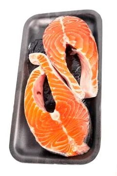 Salmon steaks Stock Photos
