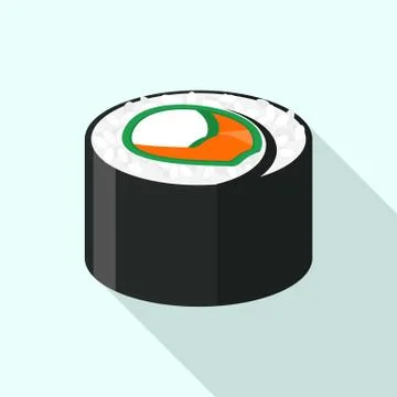 Salmon sushi icon, flat style Illustrazione stock