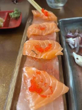 Salmon Sushi with Roe Stock Photos