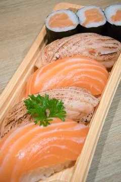 Salmon Sushi Set Stock Photos