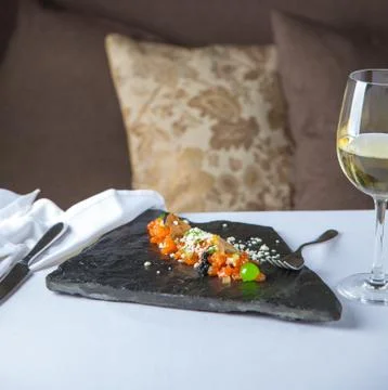 Salmon on a vegetable pillow Stock Photos