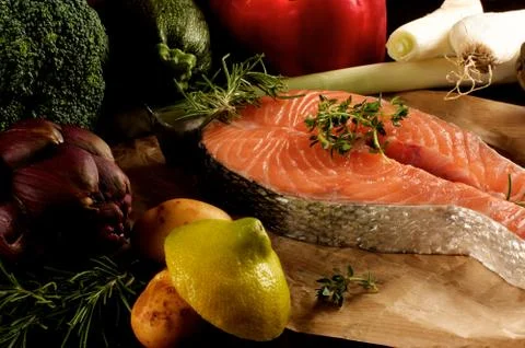 Salmon with Vegetables Stock Photos
