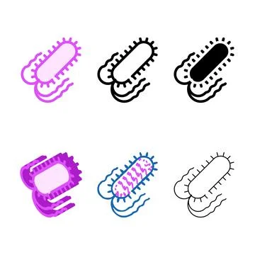 Salmonella bacteria color icon vector isolated set Stock Illustration