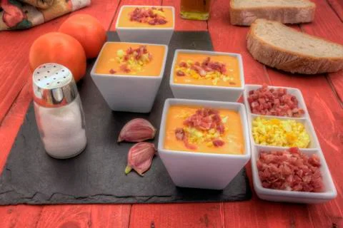 Salmorejo tapas horizontal Stock Photos