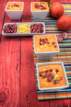 Salmorejo tapas vertical down Stock Photos