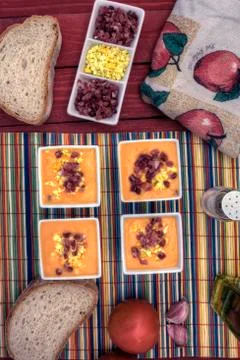 Salmorejo tapas vertical overhead Stock Photos