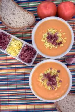 Salmorejo vertical overhead left down Stock Photos