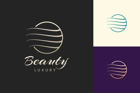 Salon logo template with simple and luxury hair shape Illustrazione stock