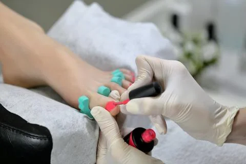 Salon pedicure process Foto stock