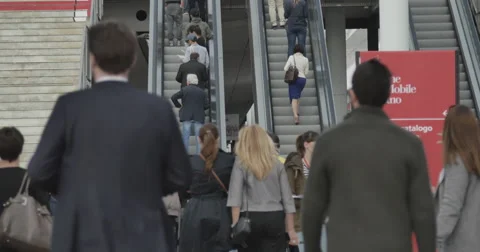 Salone del Mobile, some shots of the structures, and people . Stock Footage 49265384