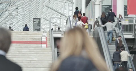 Salone del Mobile, some shots of the structures, and people . Stock Footage 49268404