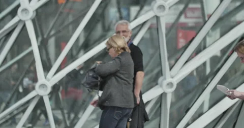 Salone del Mobile, some shots of the structures, and people . Stock Footage 49271418