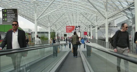 Salone del Mobile, some shots of the structures, and people . Stock Footage 49274688