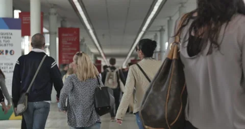 Salone del Mobile, some shots of the structures, and people . Stock Footage 49275050